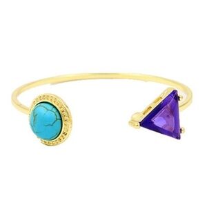Turquoise Howlite and Purple Crystal Cuff Bracelet